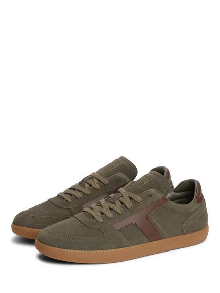 Tommy Hilfiger TH Tribeca Suede Mixed Texture Trainers, Olive - view 2, Olive