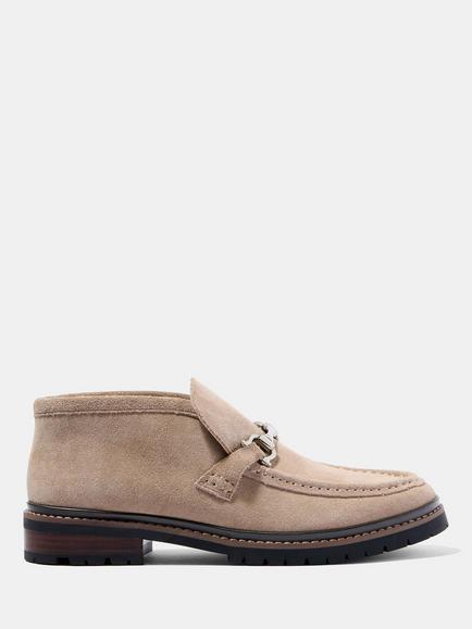 Mint Velvet Effie Suede Loafer Boots, Natural, Natural
