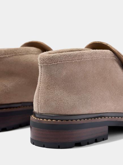 Mint Velvet Effie Suede Loafer Boots, Natural - view 2, Natural