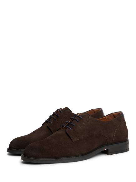 Tommy Hilfiger Suede Derby Shoes, Dark Brown - view 2, Dark Brown