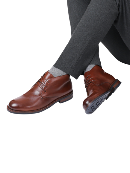 Jones Bootmaker Deacon Leather Lace Up Chukka Boots, Chestnut - view 2, Chestnut