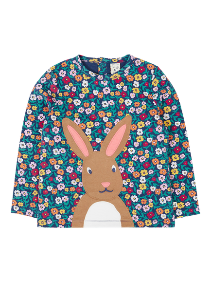 Frugi Kids' Nolan Bunny Appliqué Top, Multi, Multi