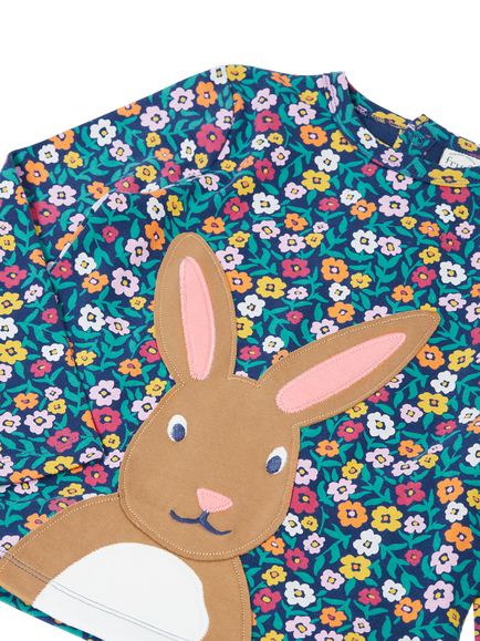 Frugi Kids' Nolan Bunny Appliqué Top, Multi - view 2, Multi