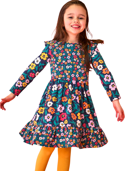Frugi Kids' Nivitha Skater Dress, Multi - view 2, Multi