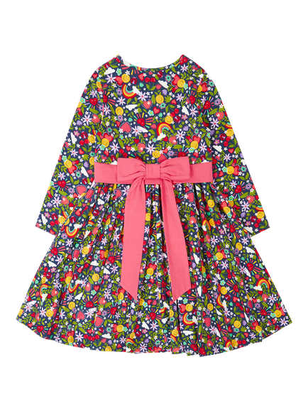 Frugi Kids' Rainbows Party Skater Dress, Multi - view 2, Multi