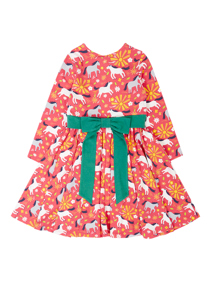 Frugi Kids' Horses Party Skater Dress, Multi - view 2, Multi
