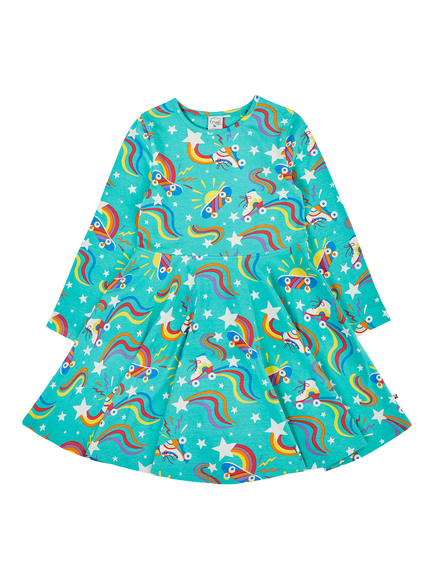 Frugi Kids' Sofia Skating Skater Dress, Multi, Multi