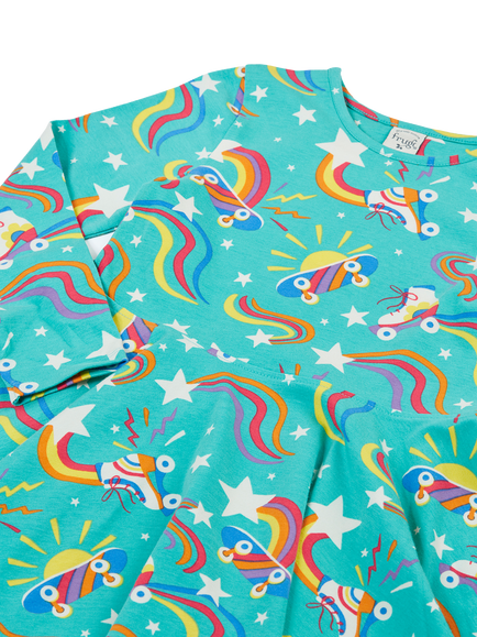 Frugi Kids' Sofia Skating Skater Dress, Multi - view 2, Multi