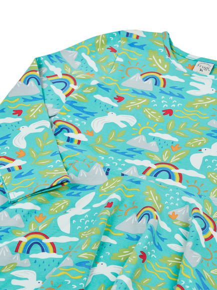 Frugi Kids' Sofia Birds Skater Dress, Multi - view 2, Multi