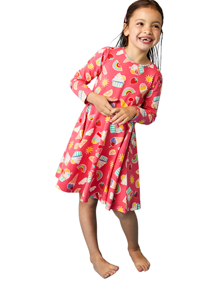 Frugi Kids' Sofia Ice Creams Skater Dress, Multi - view 2, Multi