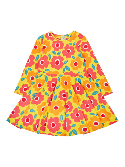 Frugi Kids' Sofia Flower Skater Dress, Multi, Multi