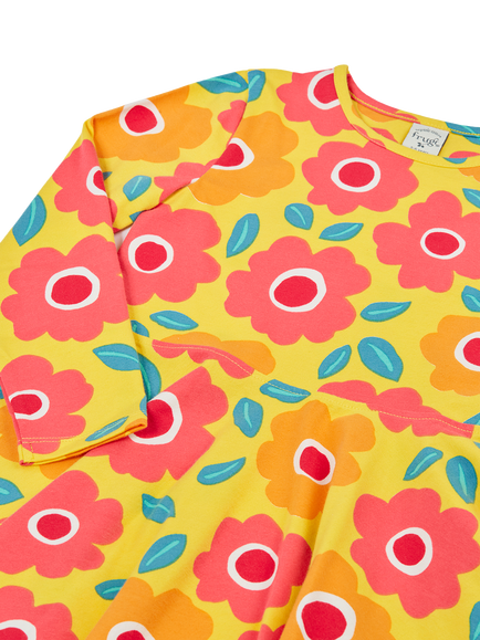 Frugi Kids' Sofia Flower Skater Dress, Multi - view 2, Multi