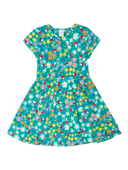 Frugi Kids' Spring Flower Skater Dress, Multi, Multi