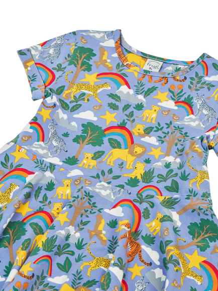 Frugi Kids' Spring Jungle Skater Dress, Multi - view 2, Multi