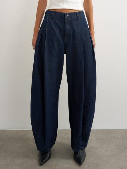 Topshop Cocoon Mid Rise Barrel Leg Jeans, Indigo, Indigo