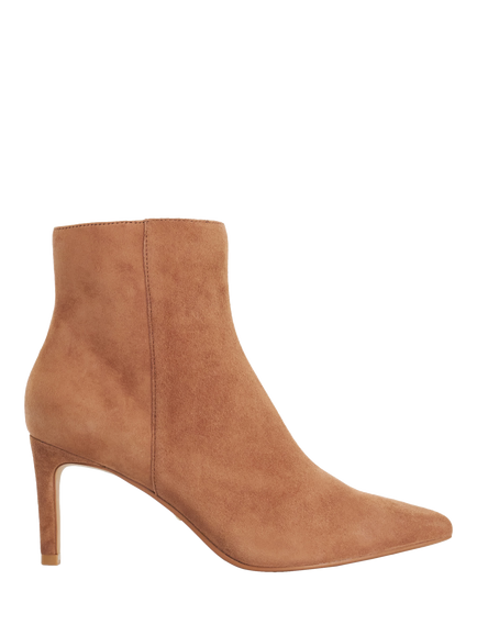 Dune London Obsessively Suede Heeled Ankle Boots, Cappuccino, Cappuccino