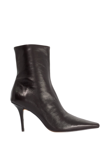 Dune London Omara Leather Stiletto Heel Ankle Boots, Brown