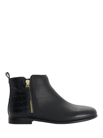 Dune London Pandya Leather Blend Ankle Boots, Black, Black