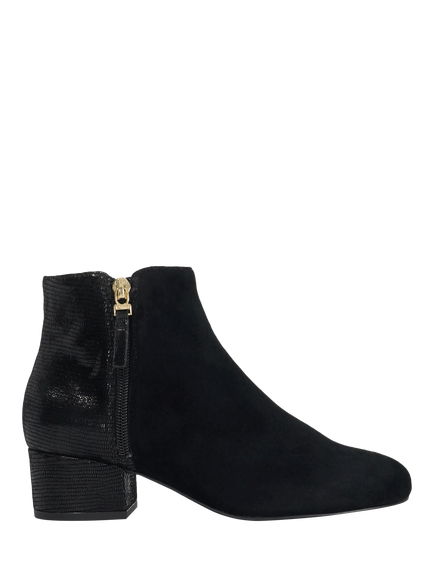 Dune London Suede Blend Block Heel Ankle Boots, Black, Black