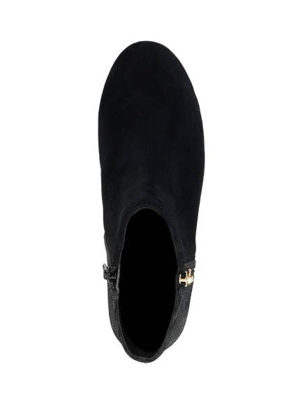 Dune London Suede Blend Block Heel Ankle Boots, Black - view 2, Black