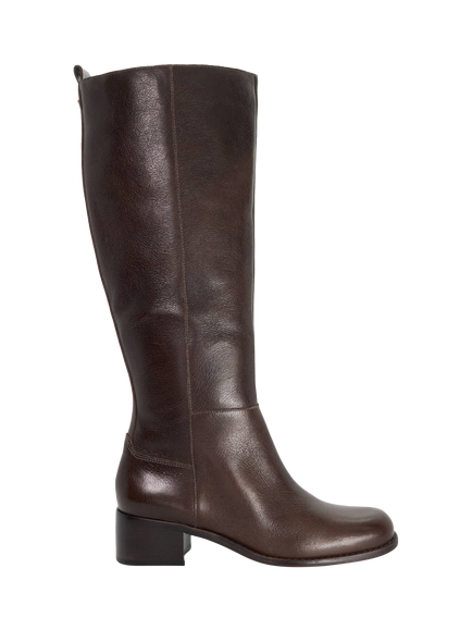 Dune London Turner Knee High Leather Boots, Brown, Brown