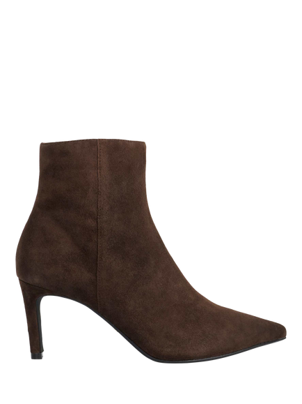 Dune London Wide Fit Obsessively Suede Heeled Ankle Boot, Brown, Brown