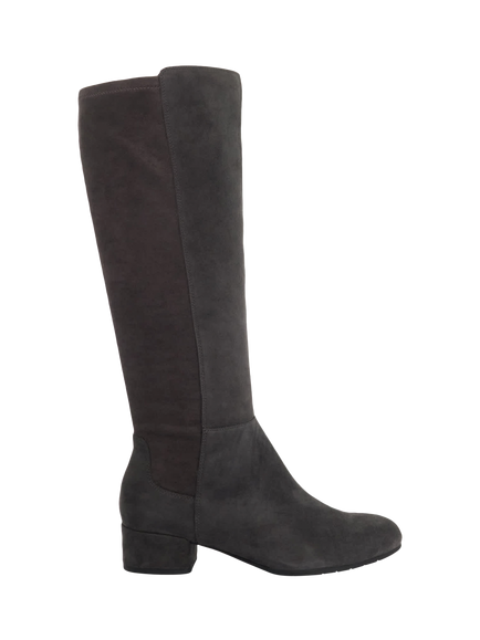 Dune London Tayla Wide Fit Suede Knee High Boots, Dark Grey, Dark Grey