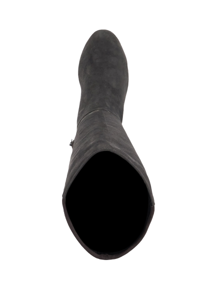 Dune London Tayla Wide Fit Suede Knee High Boots, Dark Grey - view 2, Dark Grey