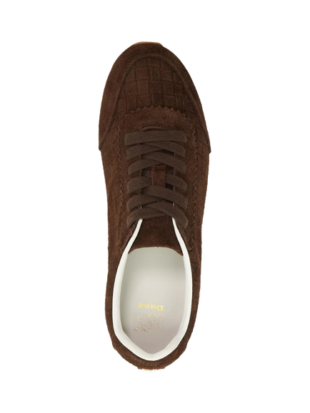 Dune London Elora Suede Low Top Trainers - view 2, Brown