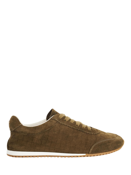 Dune London Elora Suede Low Top Trainers, Khaki