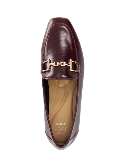 Dune London Wide Fit Grained Leather Loafers, Burgundy - view 2, Burgundy
