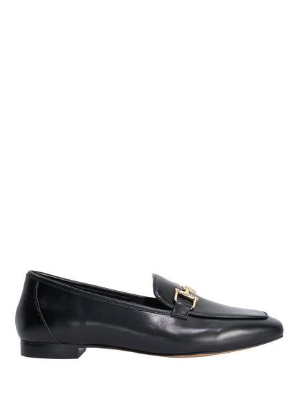 Dune Grained Wide Fit Leather Loafers, Black, Black