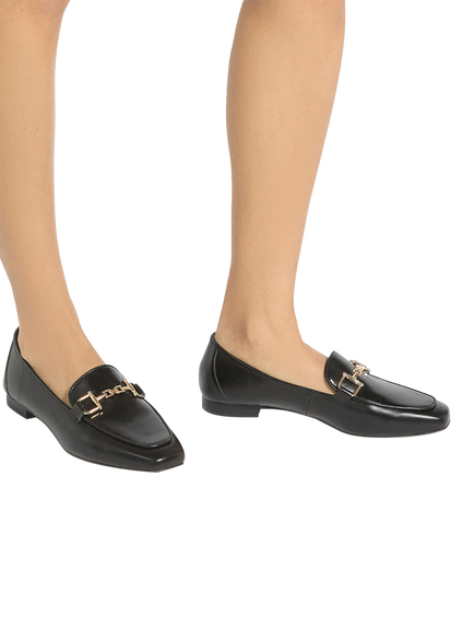 Dune Grained Wide Fit Leather Loafers, Black - view 2, Black