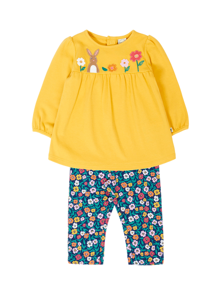 Frugi Baby Mairi Top & Leggings Set, Bumblebee/Multi, Bumblebee/Multi