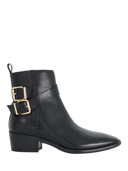 Dune London Pattin Leather Ankle Boots, Black, Black