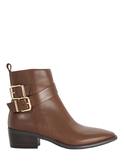 Dune London Pattin Leather Ankle Boots, Brown, Brown