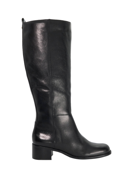 Dune London Turner Knee High Leather Boots, Black, Black