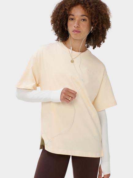 Sweaty Betty Everyday Logo T-Shirt, Ecru Beige, Ecru Beige