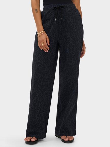 Sweaty Betty Explorer Wide Leg Trousers, Black Ink Leopard, Black Ink Leopard
