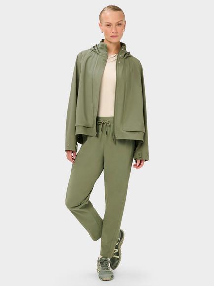 Sweaty Betty Motion Waterproof Cropped Parka, Bracken Green - view 2, Bracken Green