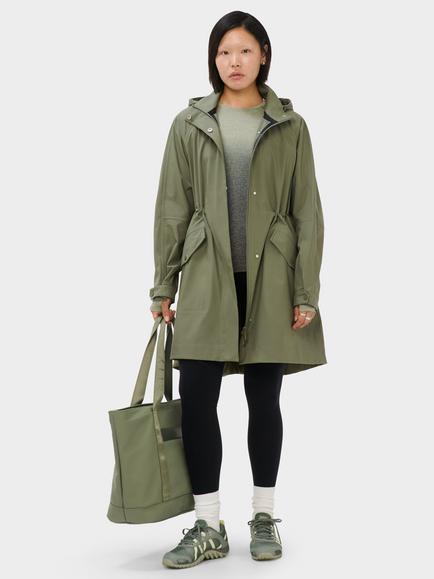 Sweaty Betty Motion Waterproof Mid-Length Parka, Bracken Green - view 2, Bracken Green