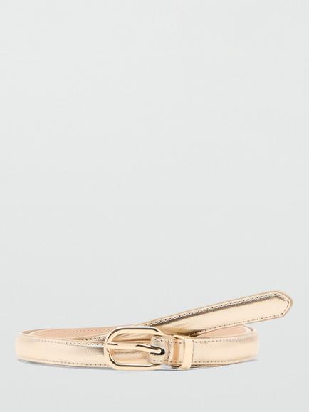 Mango Skinny Metallic Bellt, Gold