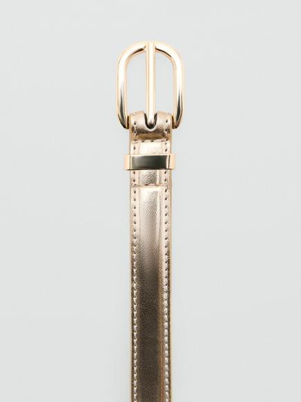 Mango Skinny Metallic Bellt - view 2, Gold