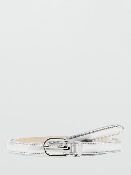 Mango Skinny Metallic Bellt, Silver