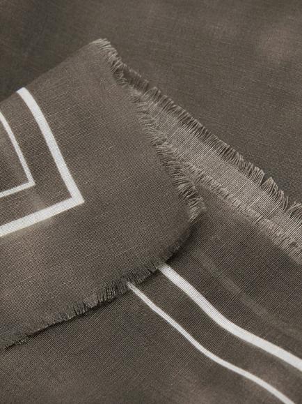 Mango Feathered Trim Scarf, Brown - view 2, Brown