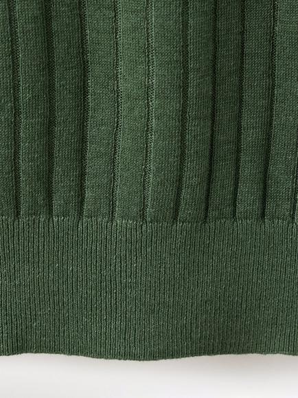 Mango Orion Ribbed Linen Blend Short Sleeve Polo Shirt - view 2, Moss