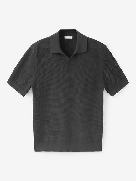 Mango Pure Cotton Blend Short Sleeve Polo Shirt, Black