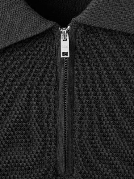 Mango Zip Polo Shirt, Black - view 2, Black