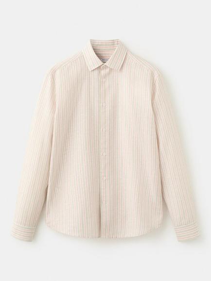 Mango Linen Blend Long Sleeve Shirt, Orange