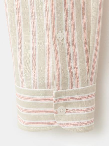 Mango Linen Blend Long Sleeve Shirt - view 2, Orange